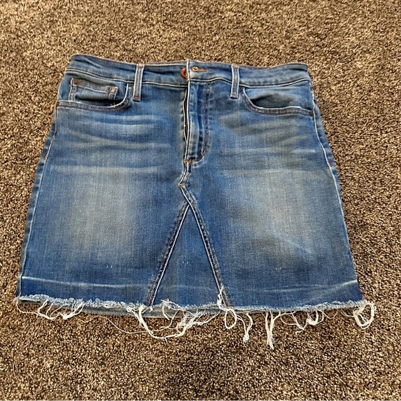 Joe’s Jeans Eco-Friendly Denim Mini Skirt Raw Hem Blue Distressed Skirt Size 29 - Picture 1 of 6